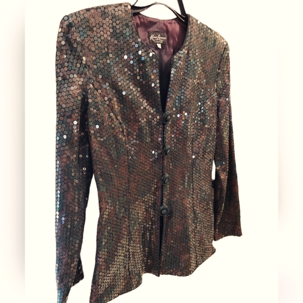 Green Sequins Blazer Sz 8